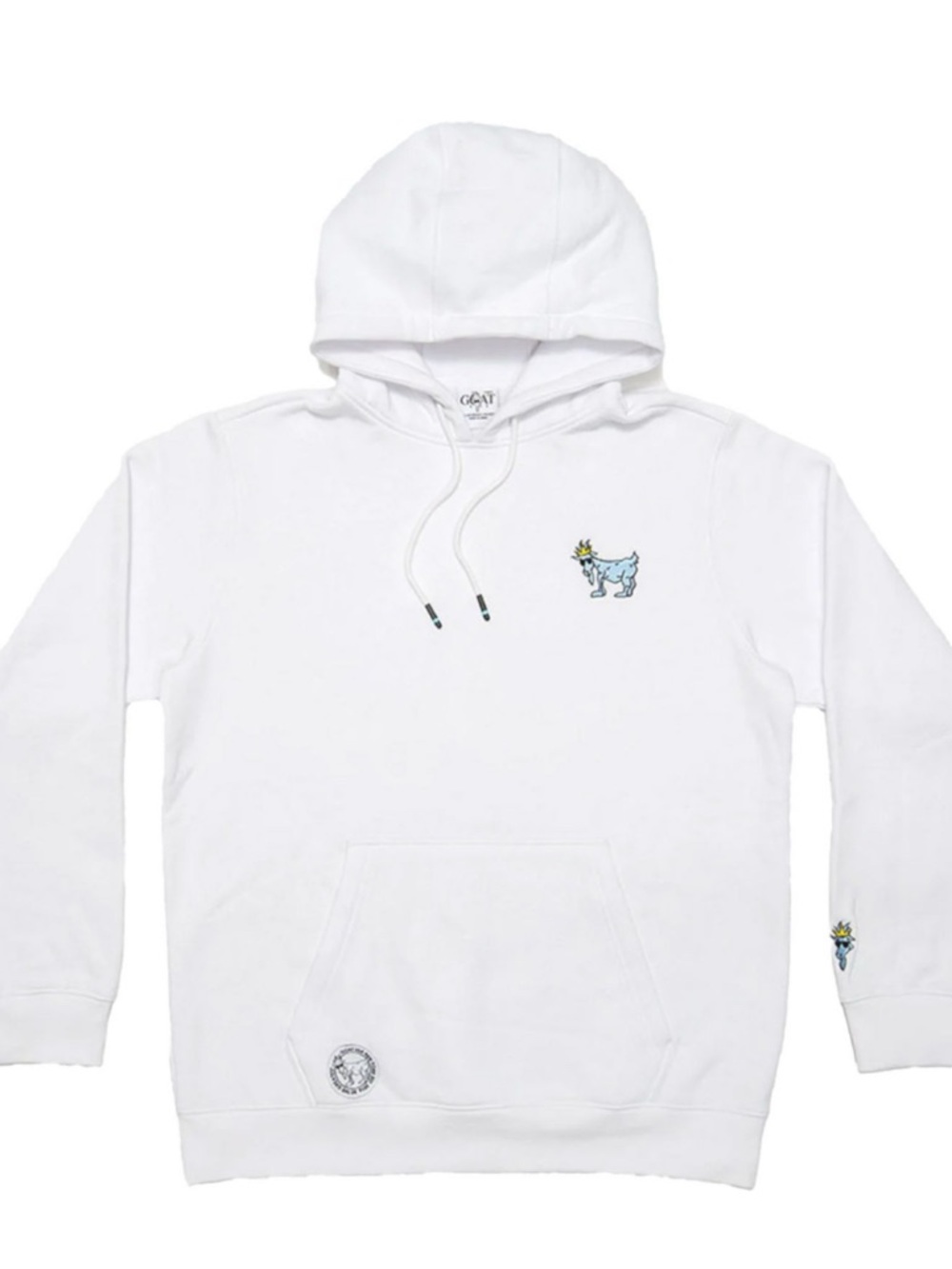 GOAT USA White Pullover Hoodie with Embroidered Graphic